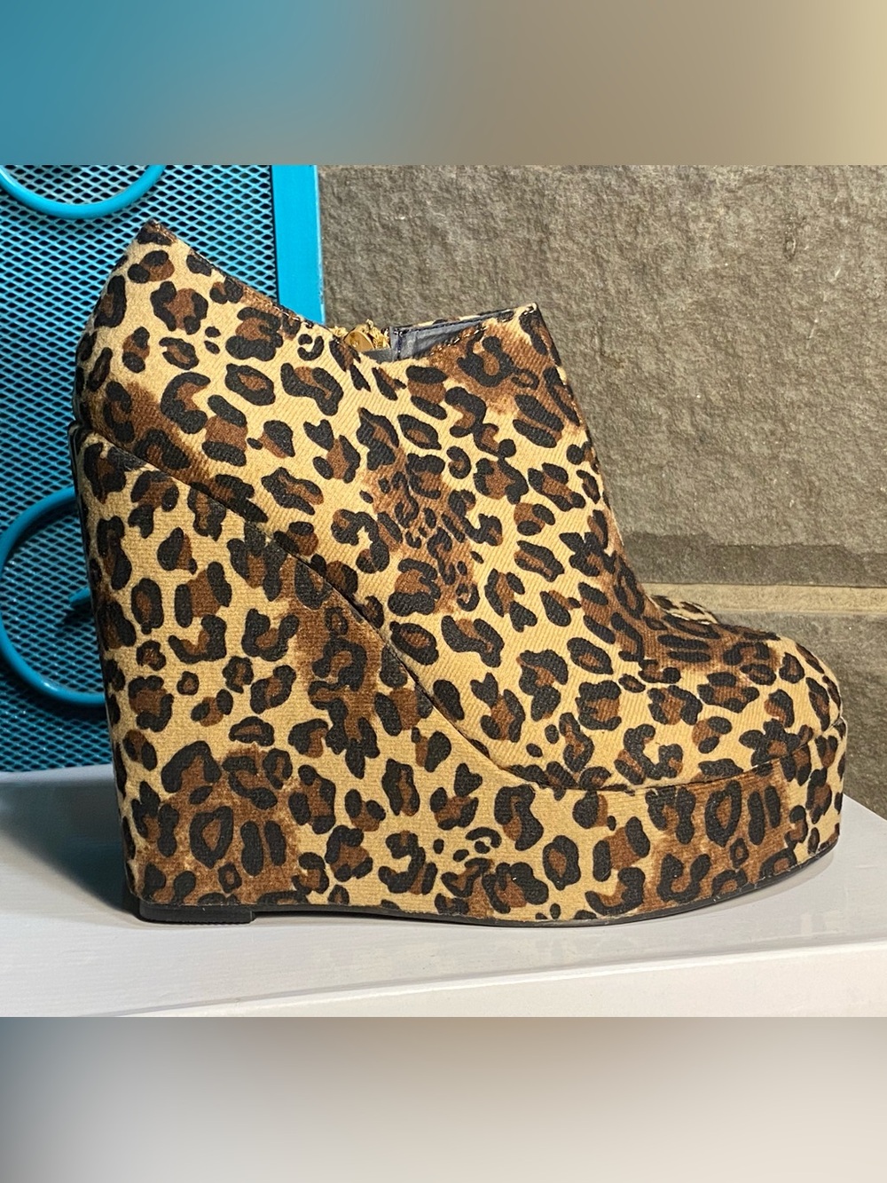 NIB Leopard print platform ankle booties,EU 40,US 9